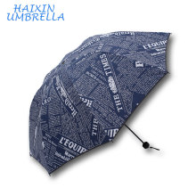 Ancien mode britannique Style promotionnel Creative anglais journal impression 3 pliant en gros voyage parapluie